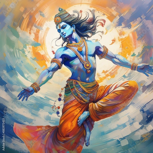 Dancing Lord Krishna digital art photo