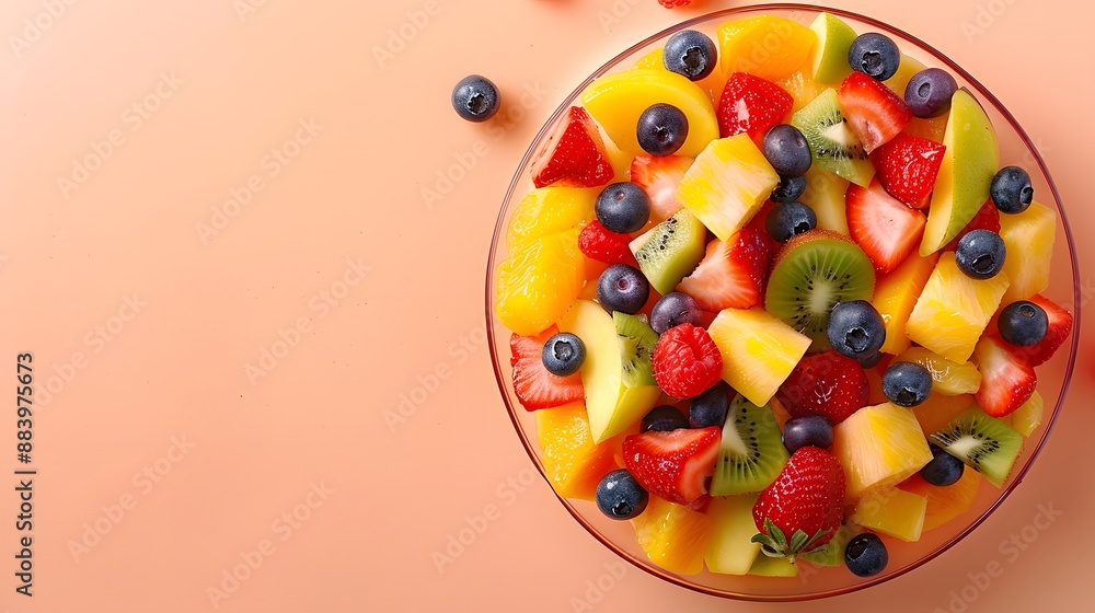 Fresh Fruit Salad in Glass Bowl. Fresh Fruit Salad in Glass Bowl.