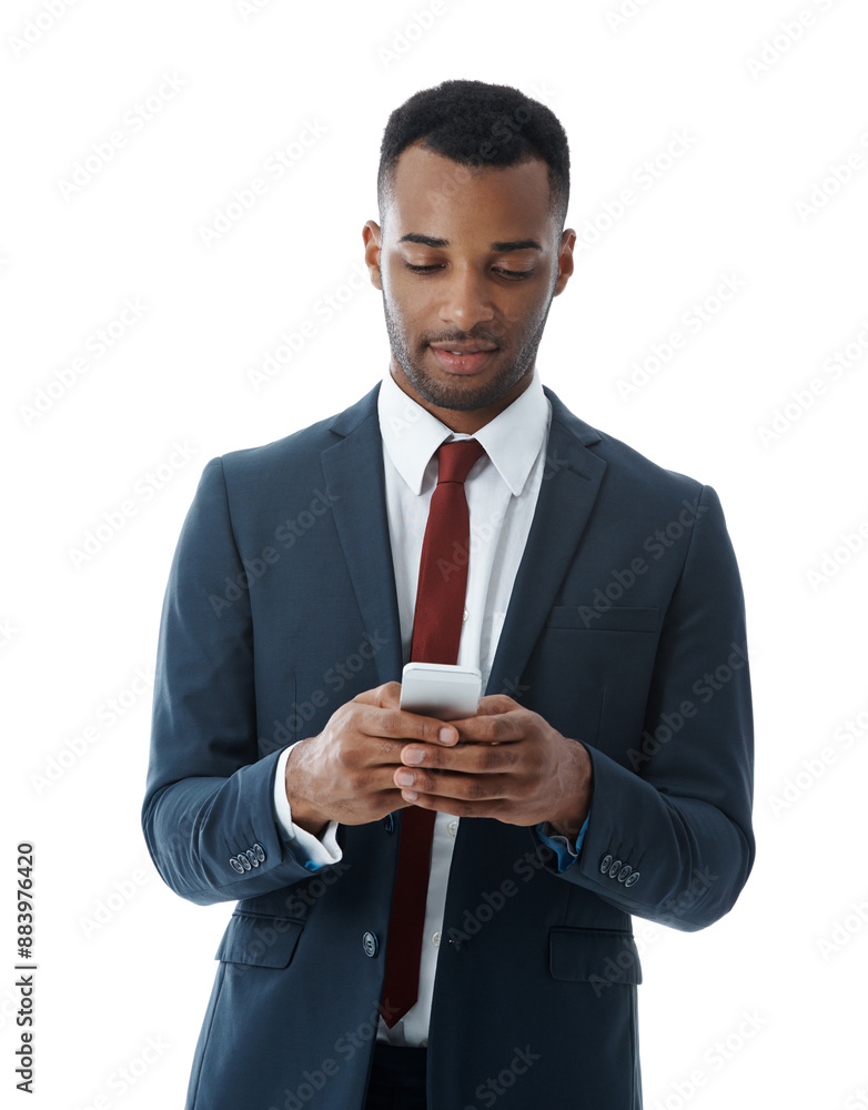 Business man, phone and texting in studio, reading and notification for meeting by white background. Person, employee and smartphone for contact, email or reminder with mobile app for networking Business man, phone and texting in studio, reading and notification for meeting by white background. Person, employee and smartphone for contact, email or reminder with mobile app for networking
