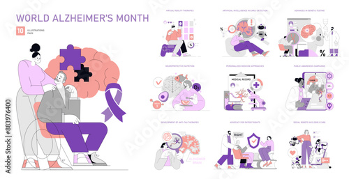 World Alzheimers Month. Flat Vector Illustration