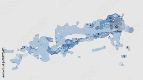 3D water splashing on white background