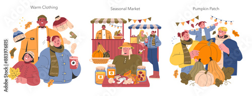 Welcome Fall. Flat Vector Illustration