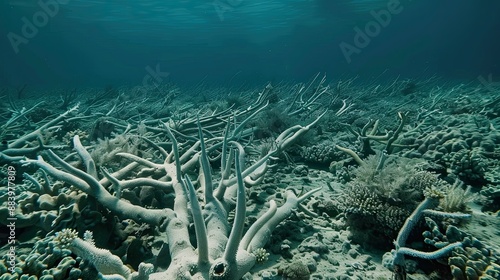 Coral reefs dying from climate change, underwater devastation photo