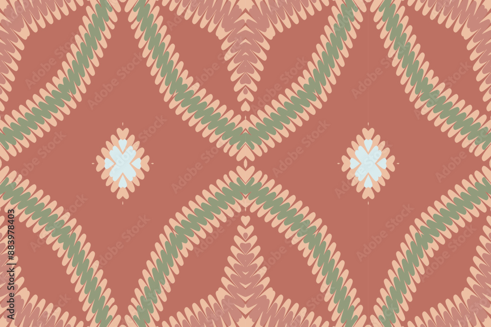 Ikat tribal Indian seamless pattern. Ethnic Aztec fabric carpet mandala ornament native boho chevron textile.Geometric