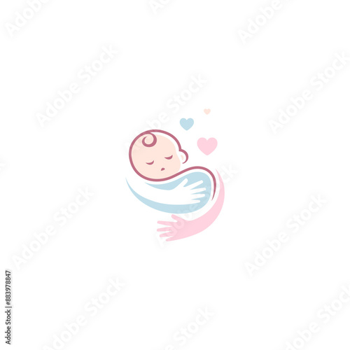 baby mascot logo sleeping hug comfortably. Sweet dream illustrations. cute baby sleep