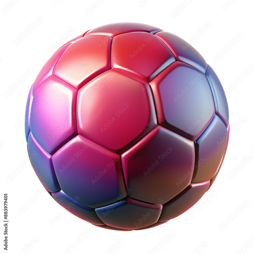 Fototapeta premium Detailed 3D plastic soccer ball icon with glossy finish and vibrant colors 