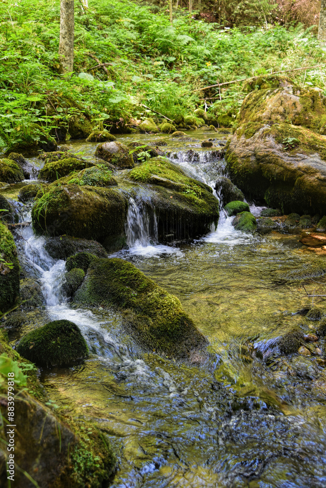 Photography of rocky river in wild with amazing green and moss details on rocks. Photography of rocky river in wild with amazing green and moss details on rocks.