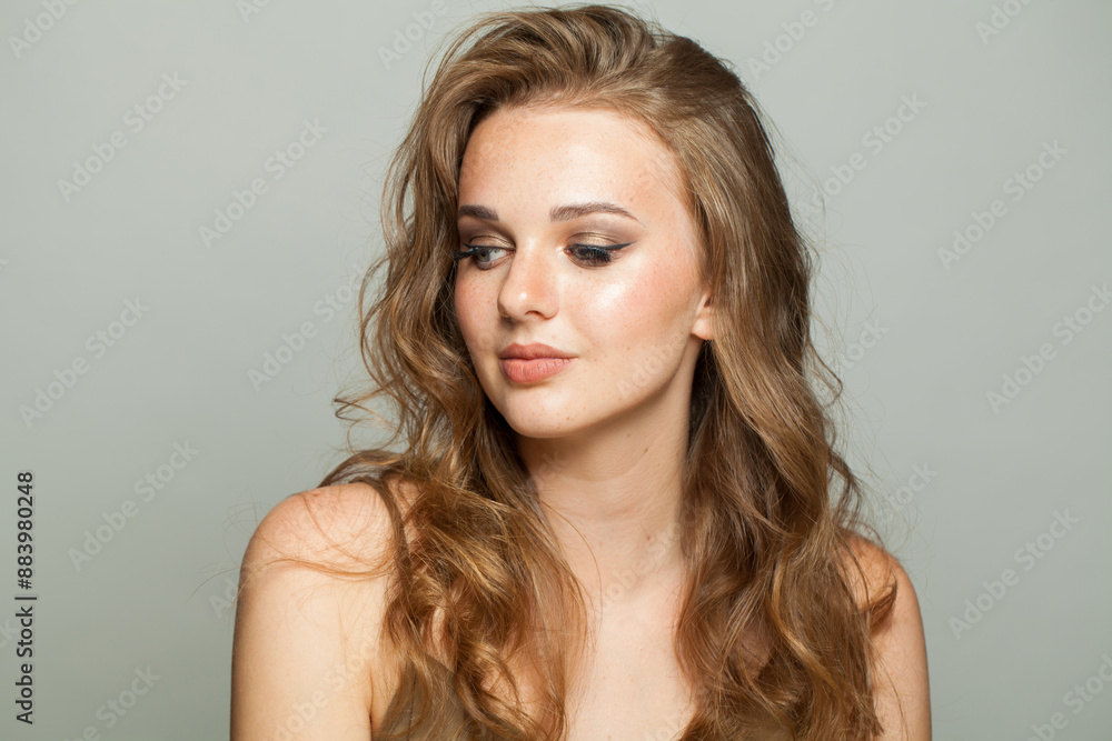 Healthy smiling young adult woman studio photo Healthy smiling young adult woman studio photo