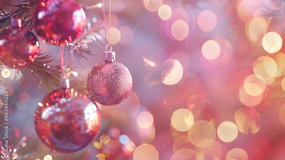 Fototapeta premium Soft, dreamy bokeh light orbs in various colors, perfect for festive and romantic designs. 