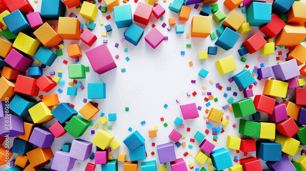 Spectrum of Colors: Vivid Interlocking Blocks on White Background Spectrum of Colors: Vivid Interlocking Blocks on White Background
