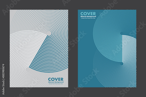 Modern vector geometric abstract background featuring an infinity symbol design and halftone dot pattern in blue tones. For cove, digital artwork, posters, annual report. Minimalist style.