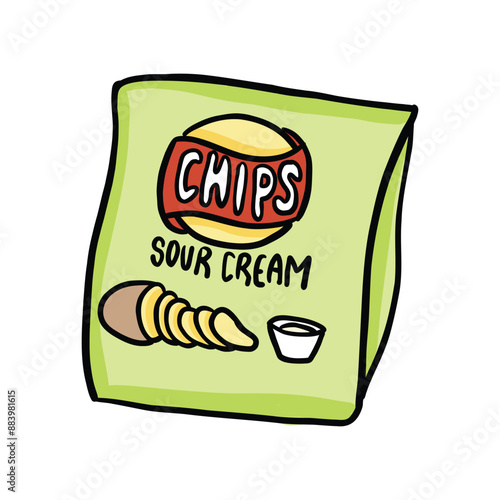 cute kawaii chips doodle illustration