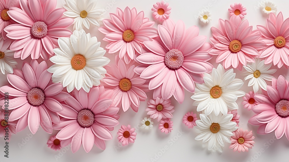 A Beautiful Collection of Pink and White Daisies in Full Bloom A Beautiful Collection of Pink and White Daisies in Full Bloom