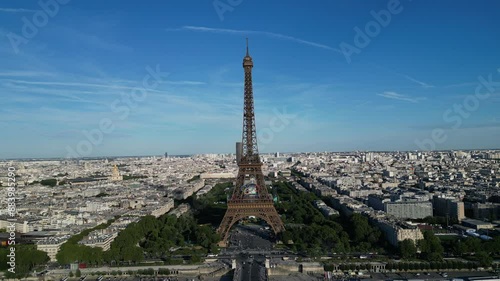 Paris, FRANCE: The Olympic Rings installed on the Eiffel Tower ahead of the Paris 2024 Olympic Games. photo