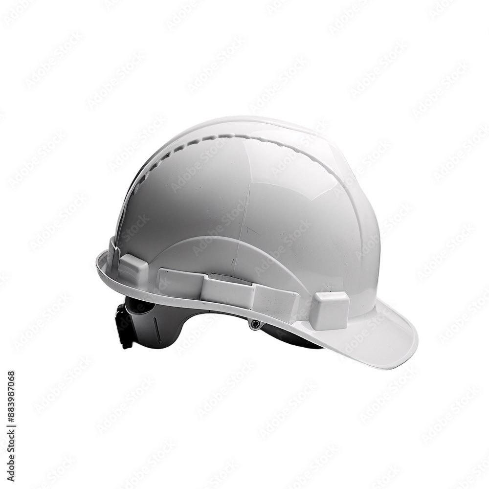 Fototapeta premium Modern white hard hat protective safety helmet isolated