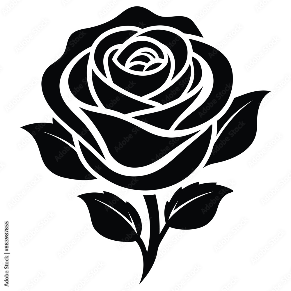 Hand drawn rose silhouette Hand drawn rose silhouette
