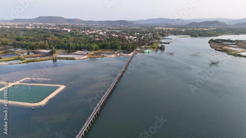Wallpaper Mural View of Ong Cop bridge or Tiger wooden bridge, Vietnam's longest wooden bridge in Chi Thanh district, Phu Yen province, Vietnam. Travel and landscape concept. Torontodigital.ca