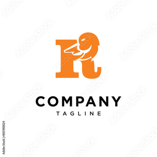 Letter R Duck Head Logo Icon Vector