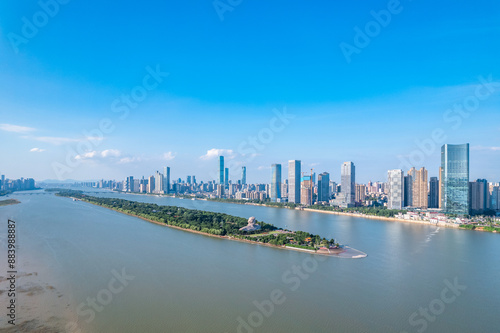 Aerial photography of Orange Island, Changsha, China