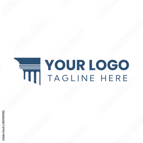 This is a flat image of a half roman or Greek column in blue color for law related logo