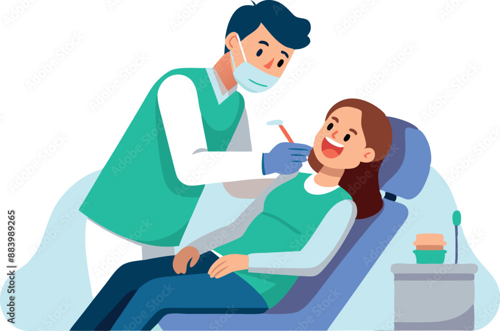 Dentist examining a patient in a dental clinic Dentist examining a patient in a dental clinic