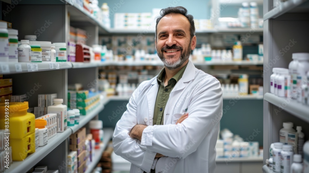 The smiling pharmacist in store The smiling pharmacist in store