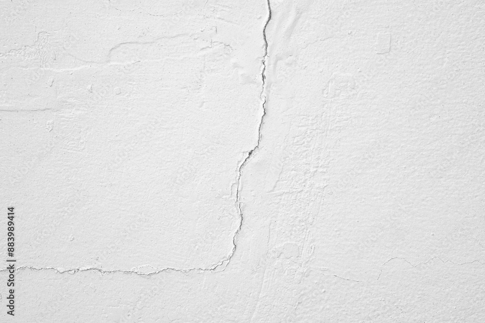 Fototapeta premium Peeling cracked white paint concrete wall texture background. Dirty old rough and grunge texture wall. Texture of peeling painted cement wall. 