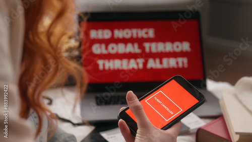 Photography Unrecognizable stressed woman girl female laptop computer screen text global ter