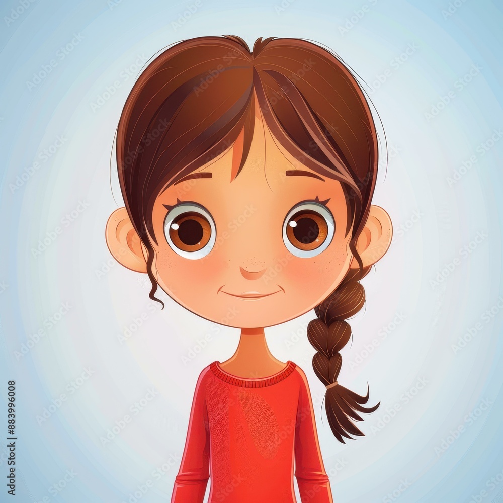 Obraz premium Engaging cartoon of a charming young girl.