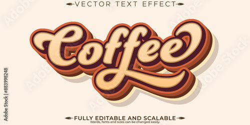 Coffee text effect, editable bean and brown text style