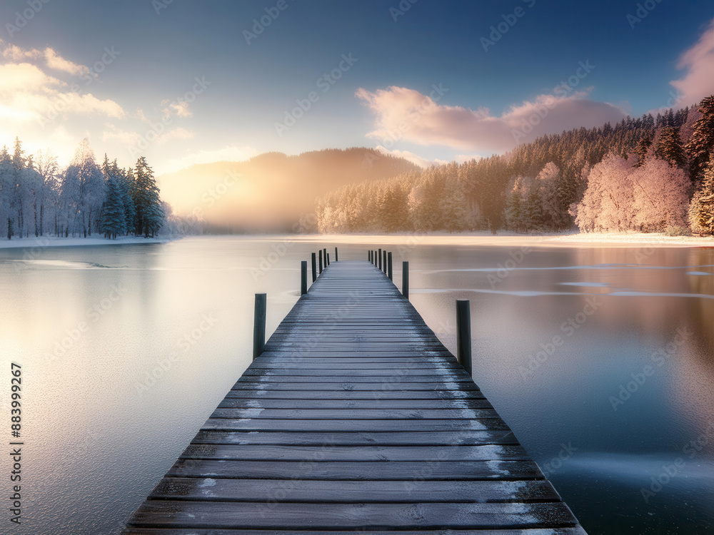 Jetty over a lake