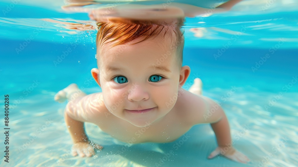 Watch as this little boy enjoys underwater baby swimming in the pool with his family a fun water sports activity for the whole family Watch as this little boy enjoys underwater baby swimming in the pool with his family a fun water sports activity for the whole family