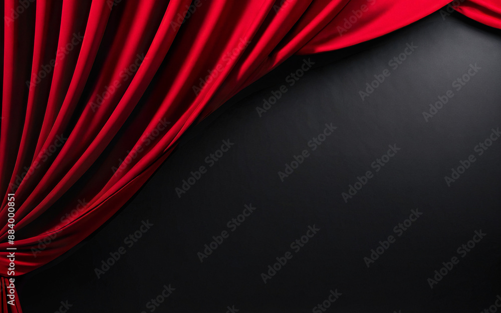Fototapeta premium red stage curtain on black background, template