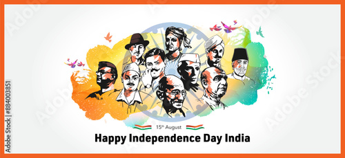 Greeting of Independence day of india and remembring freedom fighters and martyrs.