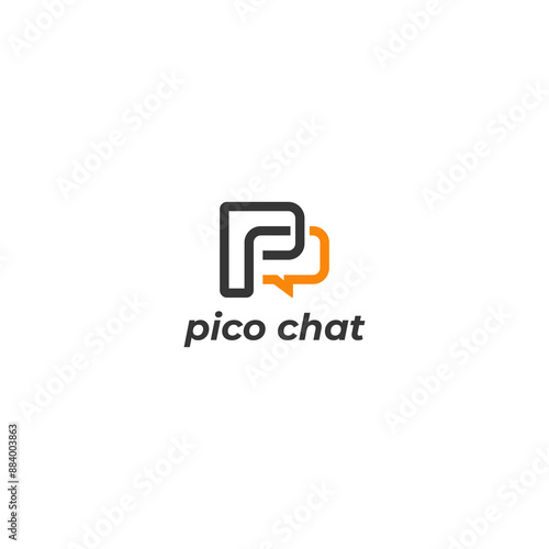 letter p chat logo design vector illustration template