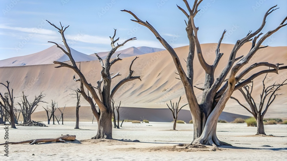 Árboles secos en Deadvlei, uno de los valles de dunas más icónicos del Parque Nacional Namib-Naukluft, en Namibia. Árboles secos en Deadvlei, uno de los valles de dunas más icónicos del Parque Nacional Namib-Naukluft, en Namibia.