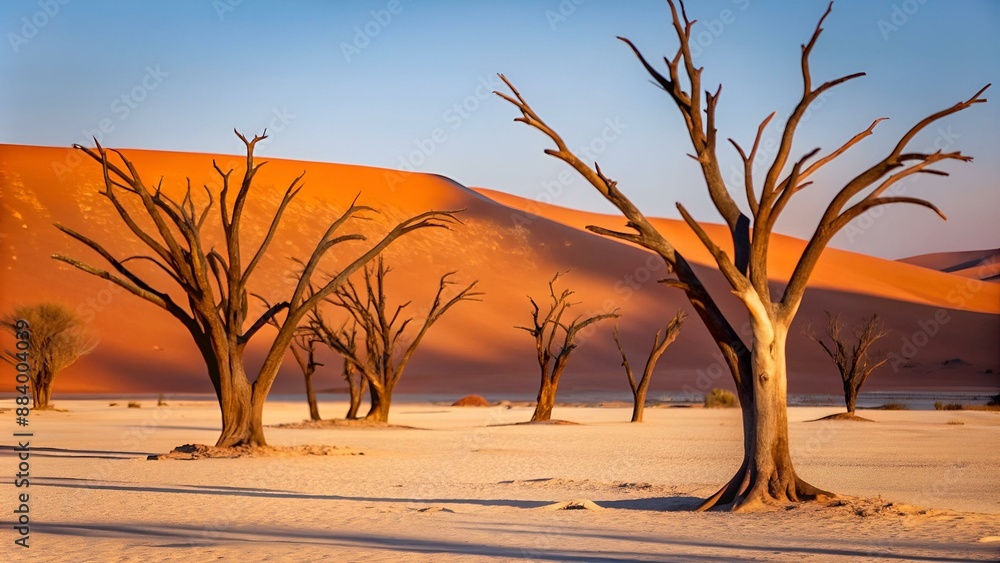 Árboles secos en Deadvlei, uno de los valles de dunas más icónicos del Parque Nacional Namib-Naukluft, en Namibia. Árboles secos en Deadvlei, uno de los valles de dunas más icónicos del Parque Nacional Namib-Naukluft, en Namibia.