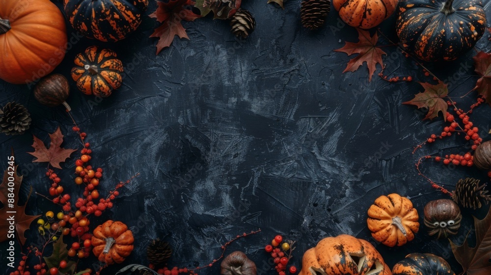 Halloween top view composition with empty space Halloween top view composition with empty space