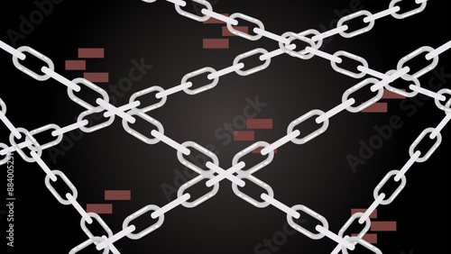 Chain vector illustration with a wall background.