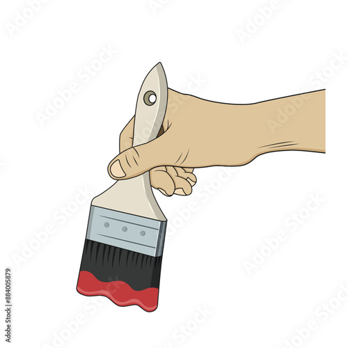 Hand holding paint brush vector design