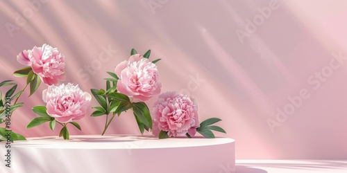 Pink Peonies on Pink Background.