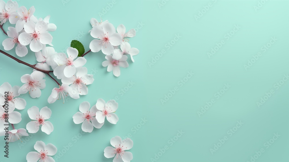 Cherry Blossoms on a Light Green Background Cherry Blossoms on a Light Green Background