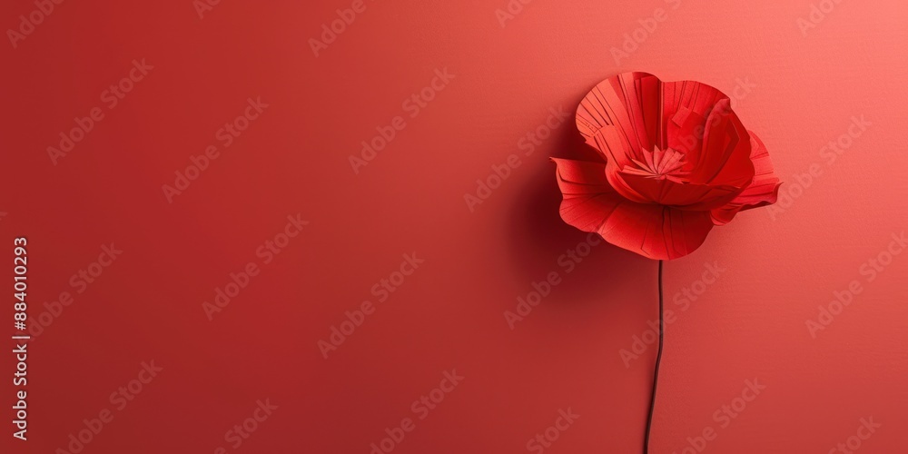 Single Red Poppy Flower on Red Background. Single Red Poppy Flower on Red Background.