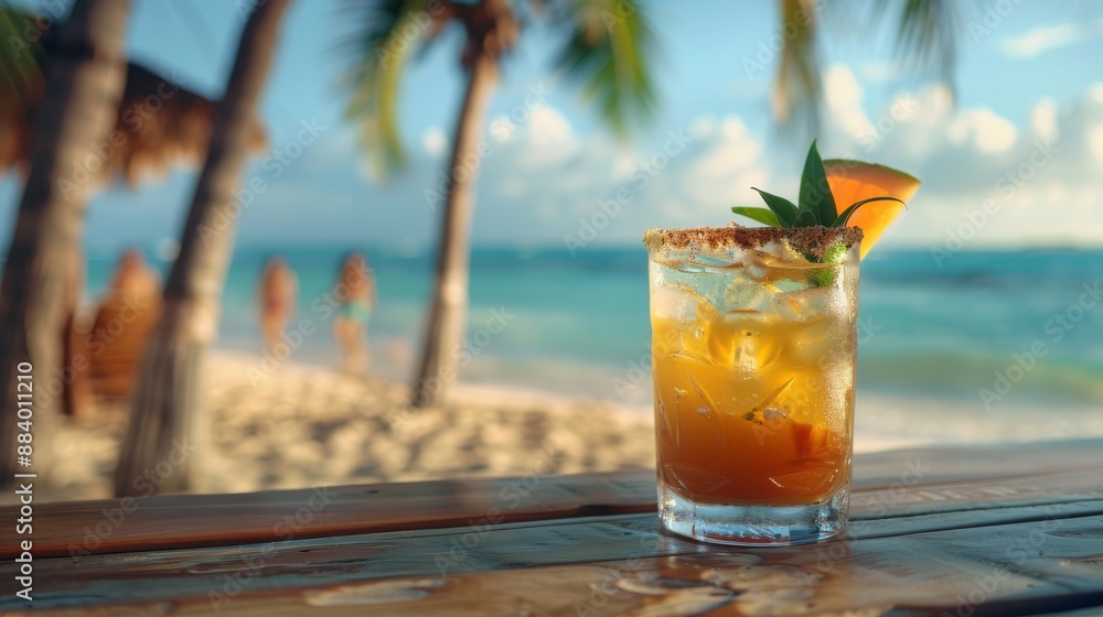 Tropical paradise embodied in a refreshing beach cocktail Tropical paradise embodied in a refreshing beach cocktail