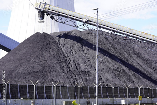 Coal transport on conveyor belts into the coal power station,  Hanover Stöcken, Germanyinto the coal power station,  Hanover Stöcken, Germany photo