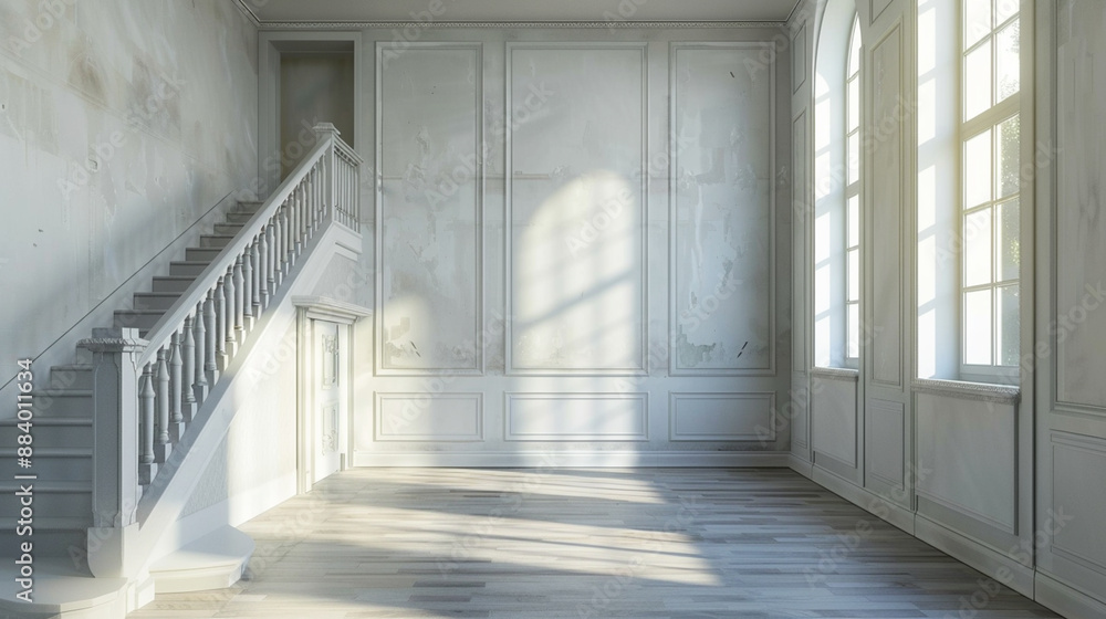 Obraz premium Modern bright interior with empty frame . Ai generated