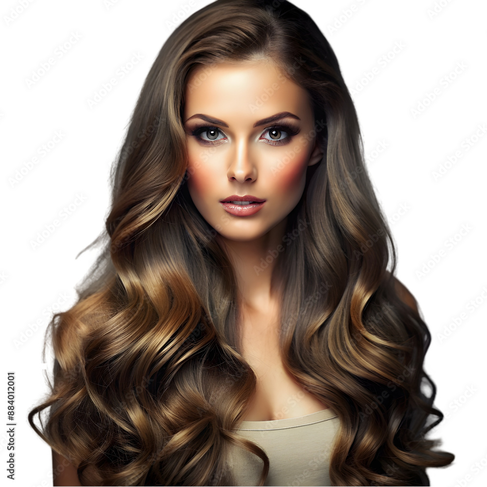 A young woman caring for her smooth hair A young woman caring for her smooth hair