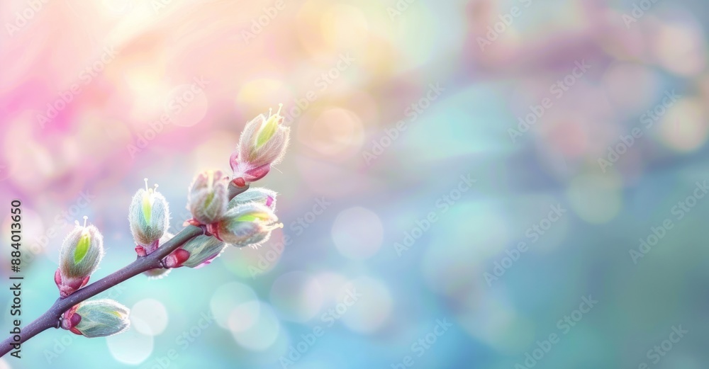 Delicate Spring Buds Emerging From Branch. Delicate Spring Buds Emerging From Branch.