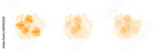Set of abstract vivid orange watercolor water splash
