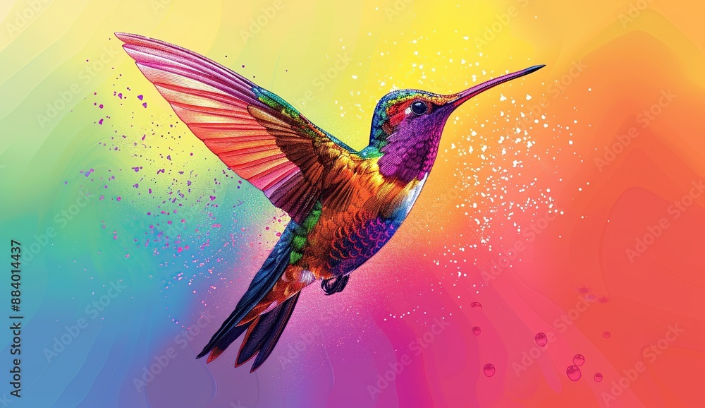 Obraz premium Vibrant Hummingbird in Flight